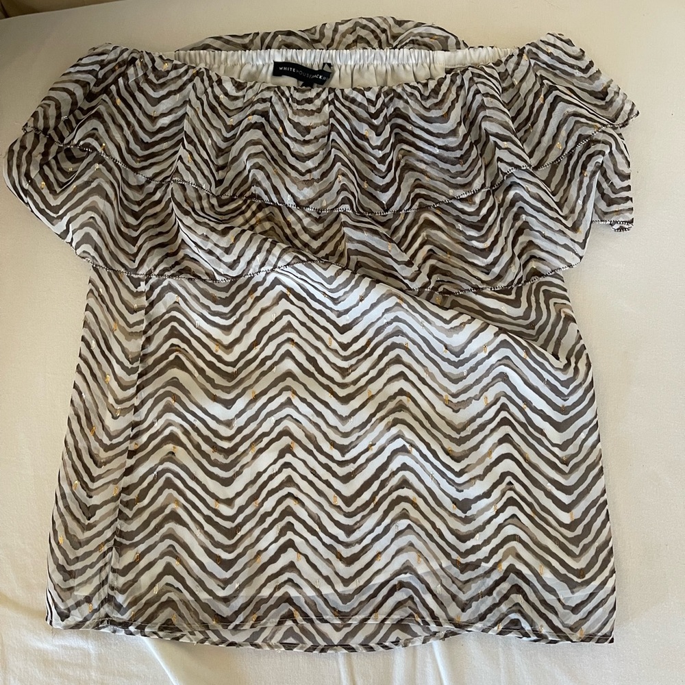 White House Black Market off the shoulder chiffon blouse